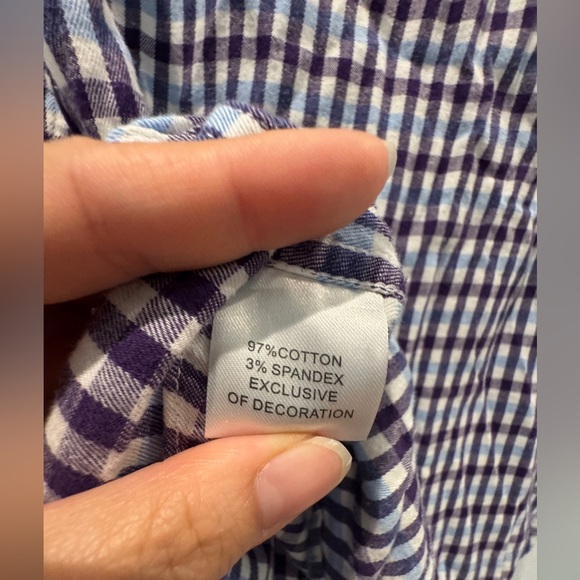 Tailorbyrd collection flannel blue purple button up shirt Sz M - Picture 6 of 6